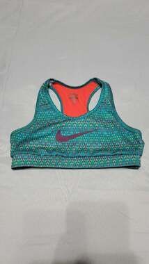 Nike Pro Classic Dri-FIT Racerback Sports Bra Teal Orange Pattern Size L
